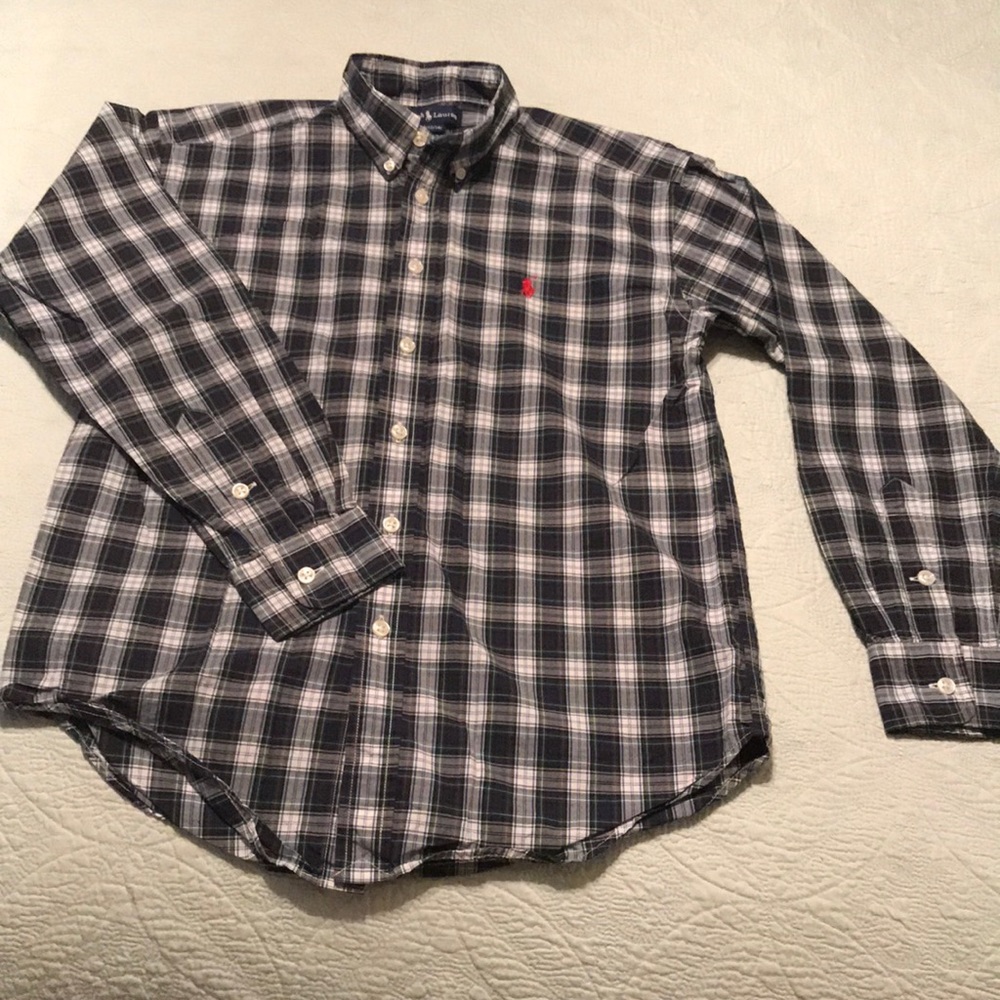 Ralph Lauren Boys Navy Plaid L/S Shirt